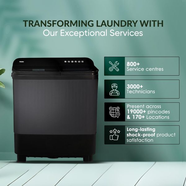 Haier 10 kg 5 Star Toughened Glass & Vortex pulsator Semi Automatic Top Load (HTW100-178BKN,Black)
