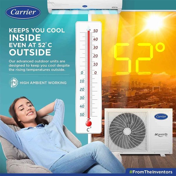 Carrier 24K 3S Emperia Lxi, 2 Ton 3 Star Inverter Split AC with 100% Copper Condenser and 4-in-1 Convertible Modes, White