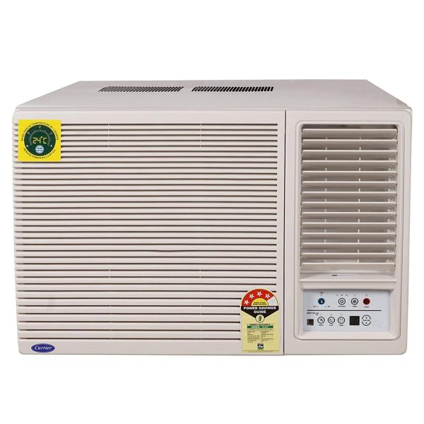 Carrier 12K 3S Estrella, 1 Ton 3 Star Window Fixed Speed AC with Copper, Dust Filter & Turbo Mode, White