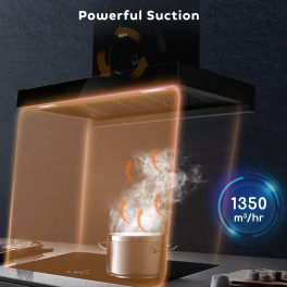 Haier 90cm 1350 m3/hr High Suction AutoClean Kitchen Chimney(HIH-T90HM-V,2+6 Years Warranty on Motor & Rotor,Touch+Gesture Control,Black)