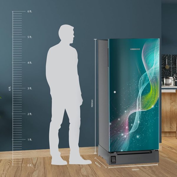 Liebherr DFPTSE 1931i01 20, 191L, 5 Star Inverter, Direct Cool,Handsfree Open with Foot Pedal,Pocket Handle,Single Door Refrigerator,20 Yrs Warranty on Compressor, Freezer 22L, Vegetable Organiser,Teal string(2024 Model)