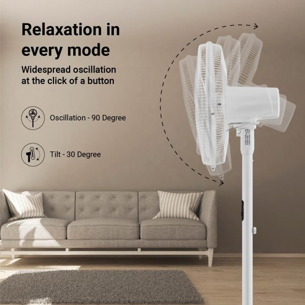 Atomberg FG0498 Stelios Pro 400mm Pedestal Fan for Home | High Speed Stand Fan | LED Display | 6 Speeds | Remote with Oscillation,Timer,Sleep | Induction Motor | 1+1 Year Warranty (Snow White)