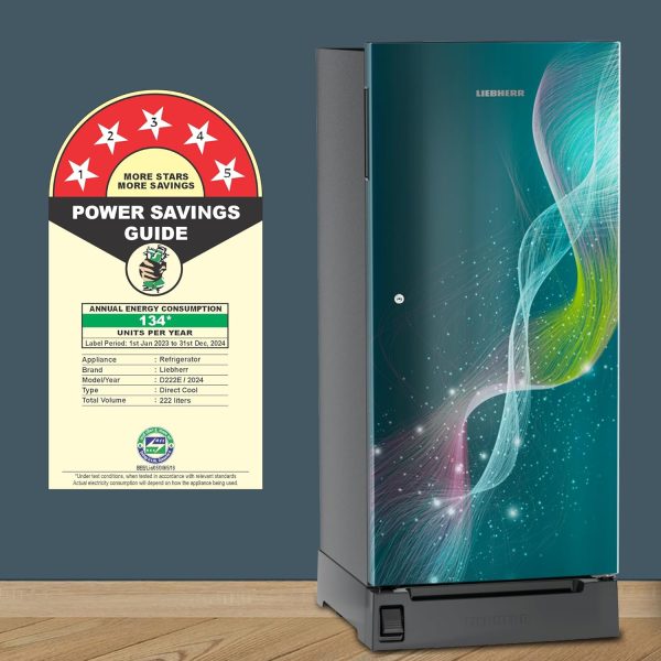 Liebherr DFPTSE 1931i01 20, 191L, 5 Star Inverter, Direct Cool,Handsfree Open with Foot Pedal,Pocket Handle,Single Door Refrigerator,20 Yrs Warranty on Compressor, Freezer 22L, Vegetable Organiser,Teal string(2024 Model)