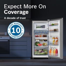 Bosch 187 L, 3 Star, Direct-Cool Single Door Refrigerator (CST18S23NI, Silver)
