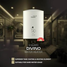 Vguard EC PRO, 10 Litre Storage water heater with 5 Star Rating, high quality inner tank, adjustable knob for temperature setting and 2 Year product warranty, White