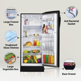 Haier 205 L, 3 Star, Marine rose Finish Direct Cool Single Door Refrigerator with Base Drawer REF HRD-2263PMR-N