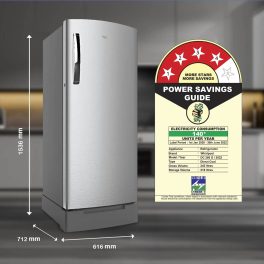 Whirlpool 260 Impro Plus Roy Inv, 236 Litre 4 Star Direct Cool-Single Door Refrigerator with Base Drawer, Inverter Compressor, 4-in-1 Cooling Modes and 1 Hour Icing Technology, Alpha Steel