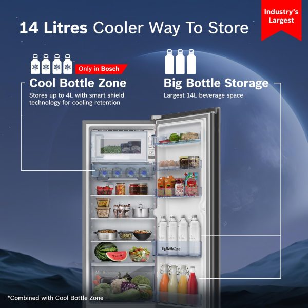 Bosch 187 L, 3 Star, Direct-Cool Single Door Refrigerator (CST18S23NI, Silver)