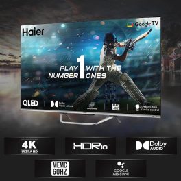 Haier 43Q6, 43 inch (109 cm) QLED 4K Smart Google TV with Hands Free Voice Control, Dolby Atmos and Metal Bezeless Design, Grey
