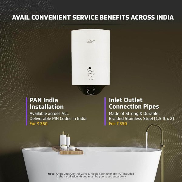 Vguard EC PRO, 10 Litre Storage water heater with 5 Star Rating, high quality inner tank, adjustable knob for temperature setting and 2 Year product warranty, White