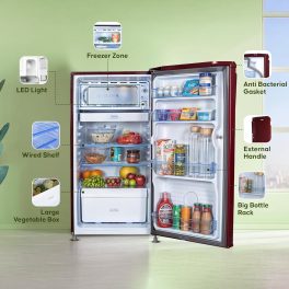 Haier 165 L 1 Star Direct Cool Single Door Refrigerator(Red Mono Finish, HRD-1861BBR-N)