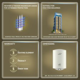 V-Guard Valco Tez, 6 Litre Storage Water Heater with Anti Corrosion Tank Coating, 8 Bar Pressure and 5 Star Rating, White