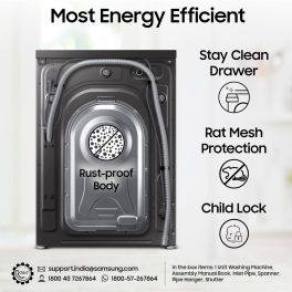Samsung WW12DG5B24AXTL, 12Kg Fully Automatic Front Load Machine with AI Ecobubble, AI Energy Mode and 20 Year Motor Warranty, Inox