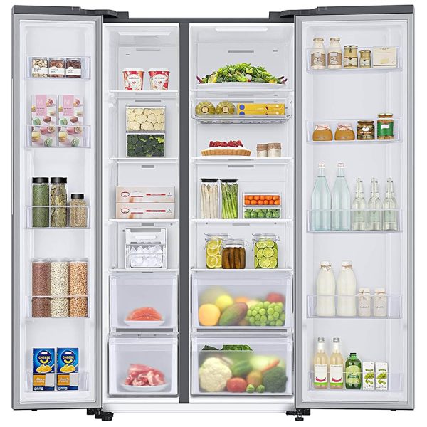 Samsung RS76CG80X0S9, 653 Litre 2 Star Side by Side Refrigerator with 5-in-1 Convertible Modes and 20 Year Compressor Warranty, Refined Inox