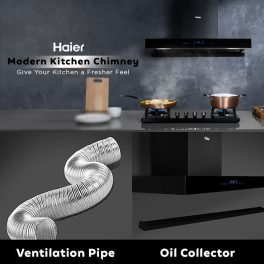 Haier 90cm 1350 m3/hr High Suction AutoClean Kitchen Chimney(HIH-T90HM-V,2+6 Years Warranty on Motor & Rotor,Touch+Gesture Control,Black)