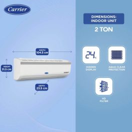 Carrier 24K 3S Emperia Lxi, 2 Ton 3 Star Inverter Split AC with 100% Copper Condenser and 4-in-1 Convertible Modes, White
