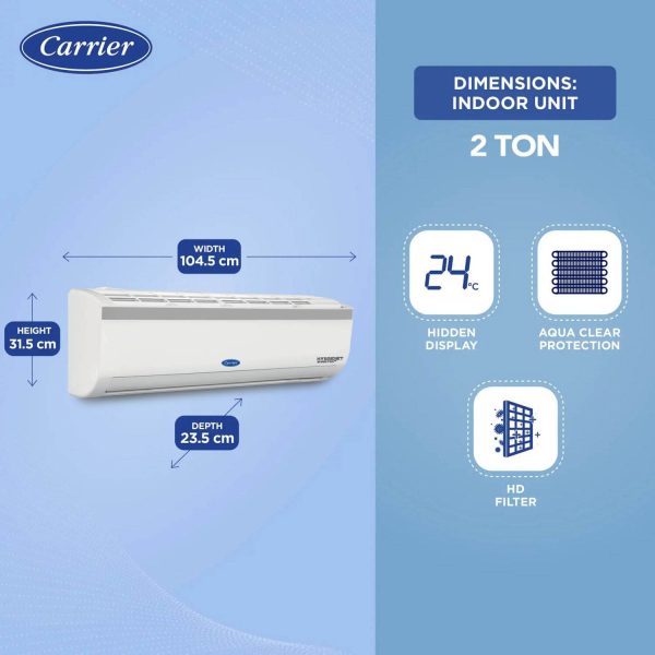 Carrier 24K 3S Emperia Lxi, 2 Ton 3 Star Inverter Split AC with 100% Copper Condenser and 4-in-1 Convertible Modes, White