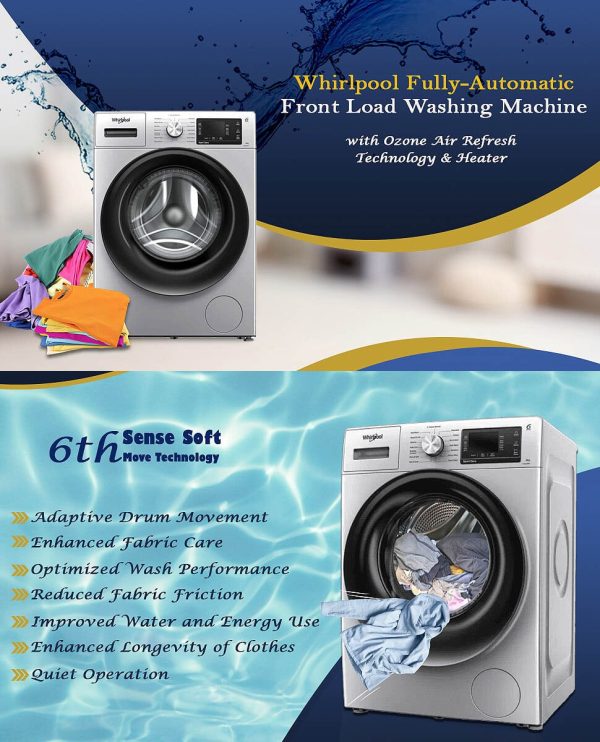 Whirlpool XO7012BYS, Xpert Care 7 kg 1200 RPM 5 Star Inverter Fully-Automatic Front Load Washing Machine with Ozone Air Refresh Technology & Built-in-Heater and Steam Wash, Majestic Silver
