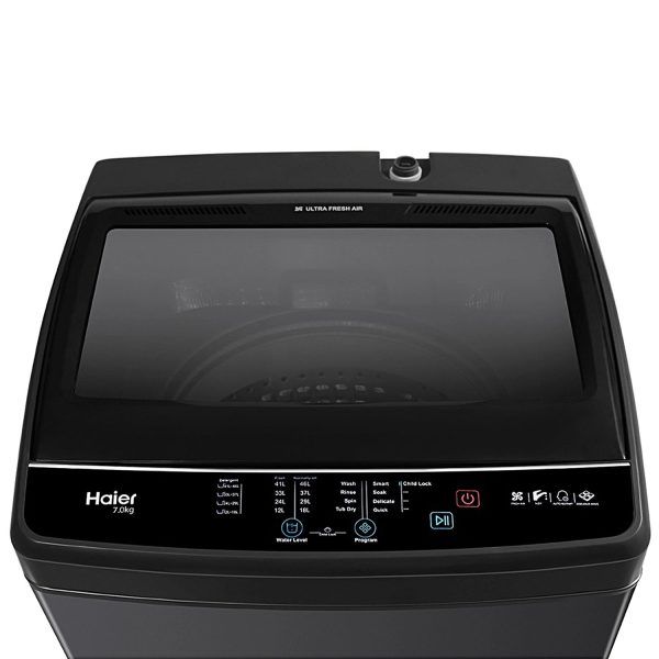 Haier HWM80-316BK, 8 Kg 5 Star Top Load Fully Automatic Washing Machine With Ultra Fresh Air, Oceanus Wave Drum, Black