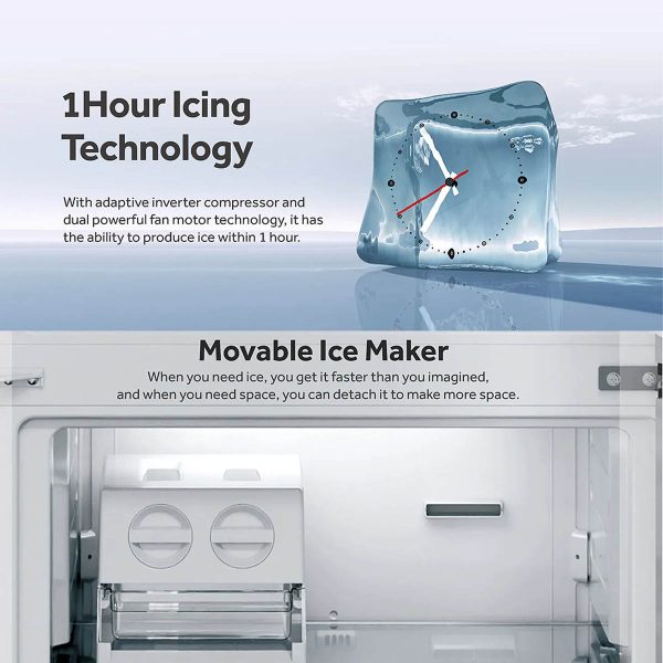 Haier 325 Litres 2 Star Convertible 14-in-1 Triple Inverter & Fan Motor Technology, with Display Frost Free Double Door Refrigerator (HRB-3752PKG-P Black Glass)