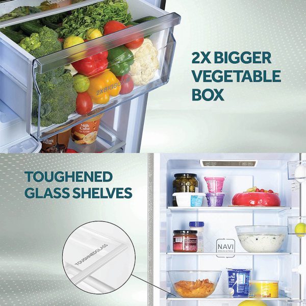 Haier 300 L, 2 Star, Twin Inverter Technology, Frost Free Double Door Bottom Mount Refrigerator (HRB-3502BS-P, Brushline Silver)