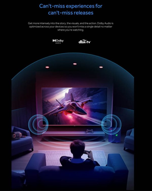 Haier H43S80FUX, 43 inch (108cm) HDR QLED Google TV with Dolby Vision Atmos and Hands Free Voice Control