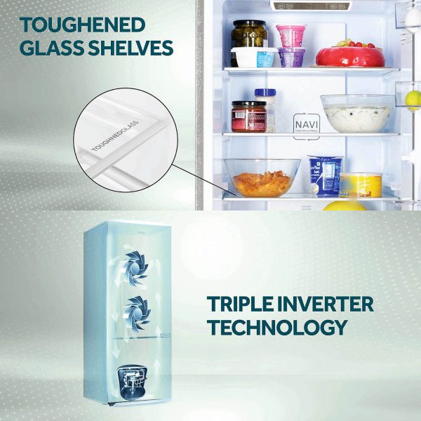 Haier 240 Litres 2 Star Frost Free 5 In 1 Convertable Twin Energy Saving Top Mount Refrigerator (HRF-2902CSG-P, Spiral Glass)