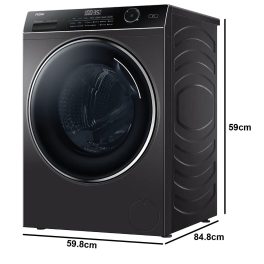 Haier HW80-DM14959CS8U1, 8KG 1400 RPM Fully Automatic Front Load Machine with Direct Motion Motor, 525MM Drum and Inbuilt Wi-Fi, Dark Silver