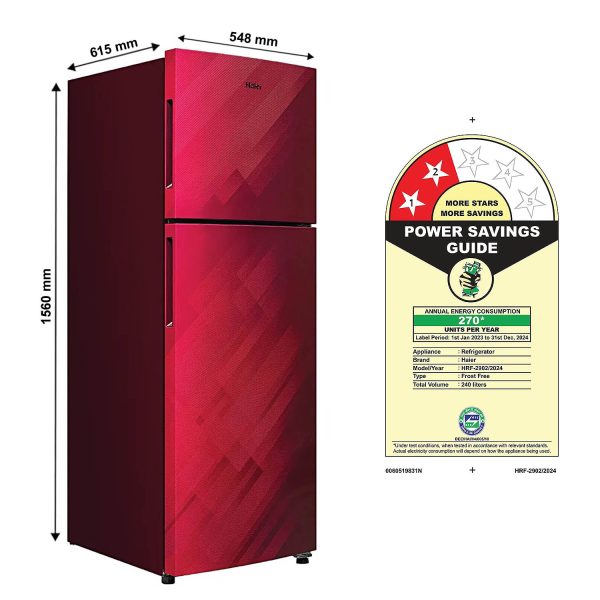 Haier 240 L, 2 Star, Line Drawing Finish Top Mounted Frost Free Refrigerator REF HRF-2902CRD-P