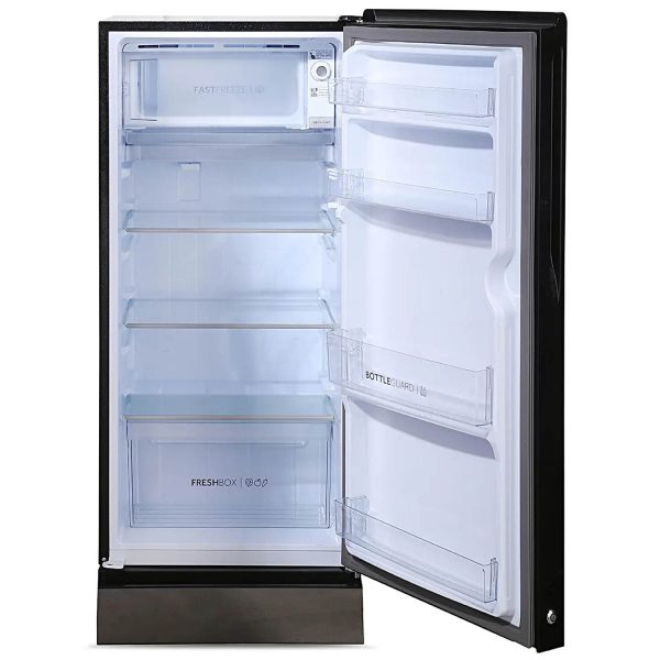 Haier 190 L, 5 Star, Black Opal Finish Direct Cool Single Door Refrigerator with Base Drawer REF HRD-2105PKO-P