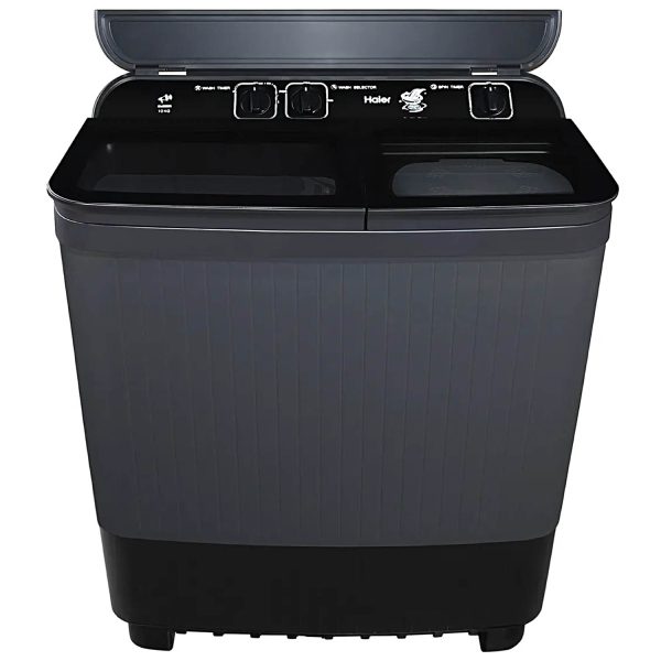 Haier 10 kg 5 Star Toughened Glass & Vortex pulsator Semi Automatic Top Load (HTW100-178BKN,Black)