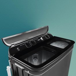 Haier 10 kg 5 Star Toughened Glass & Vortex pulsator Semi Automatic Top Load (HTW100-178BKN,Black)