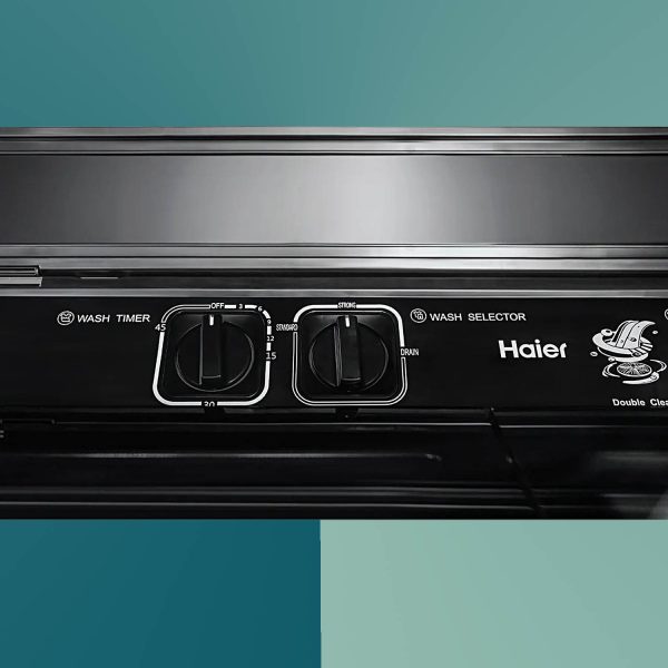 Haier 10 kg 5 Star Toughened Glass & Vortex pulsator Semi Automatic Top Load (HTW100-178BKN,Black)