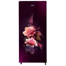 Haier HRD-2062CRDG, 185 Litre 2 Star Single Door Refrigerator with Glass Door and Stabilizer Free Operation, Red Dime