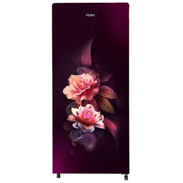 Haier HRD-2062CRDG, 185 Litre 2 Star Single Door Refrigerator with Glass Door and Stabilizer Free Operation, Red Dime
