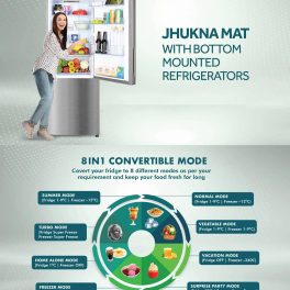 Haier 237 L, 2 Star, 8 In 1 Convertible, Twin Inverter Technology, Frost Free Double Door Bottom Mount Refrigerator (HRB-2872BGB-P Black, 2024 Model)
