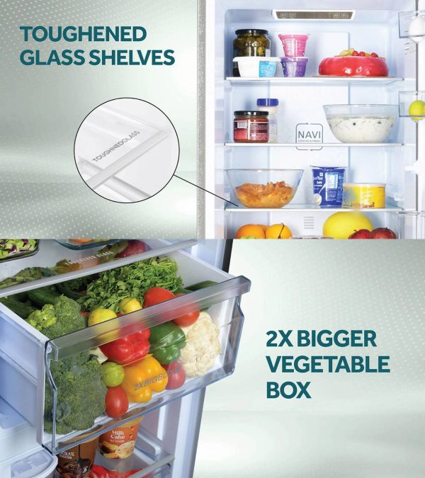 Haier 237 L, 2 Star, 8 In 1 Convertible, Twin Inverter Technology, Frost Free Double Door Bottom Mount Refrigerator (HRB-2872BGB-P Black, 2024 Model)