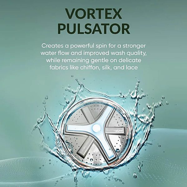 Haier 10 kg 5 Star Toughened Glass & Vortex pulsator Semi Automatic Top Load (HTW100-178BKN,Black)