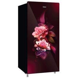 Haier HRD-2062CRDG, 185 Litre 2 Star Single Door Refrigerator with Glass Door and Stabilizer Free Operation, Red Dime