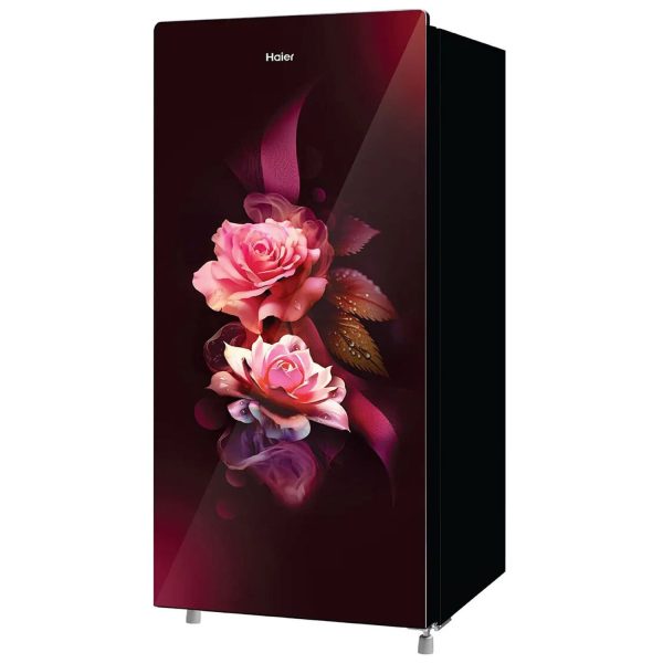 Haier HRD-2062CRDG, 185 Litre 2 Star Single Door Refrigerator with Glass Door and Stabilizer Free Operation, Red Dime