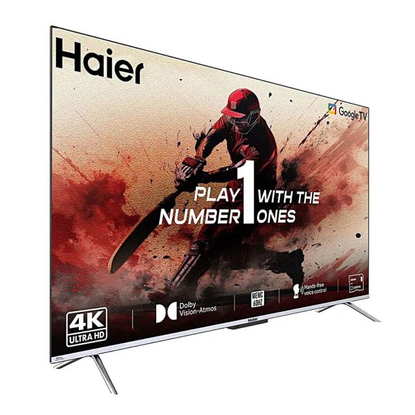 Haier 43P7GT, 4K Smart Google TV with Hands Free Voice Control, Dolby Atmos and Metal Bezeless Design, Black