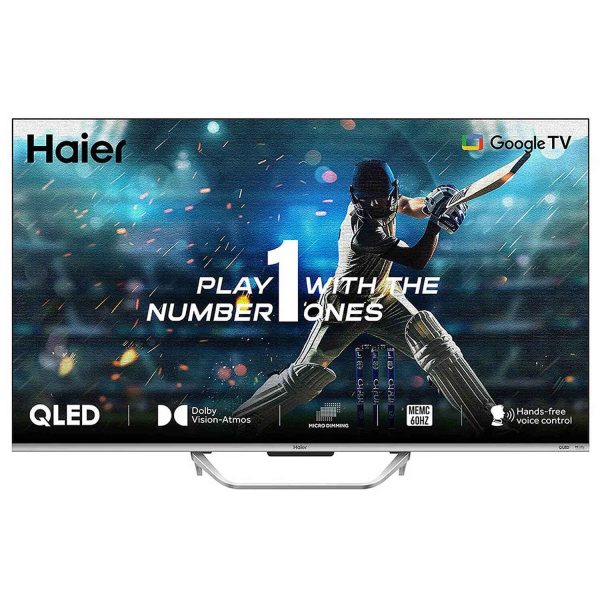 Haier 43Q6, 43 inch (109 cm) QLED 4K Smart Google TV with Hands Free Voice Control, Dolby Atmos and Metal Bezeless Design, Grey
