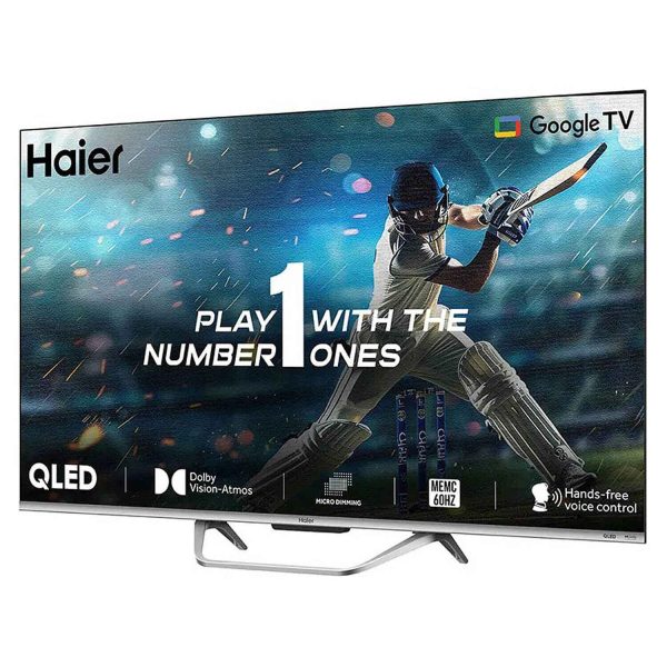Haier 43Q6, 43 inch (109 cm) QLED 4K Smart Google TV with Hands Free Voice Control, Dolby Atmos and Metal Bezeless Design, Grey