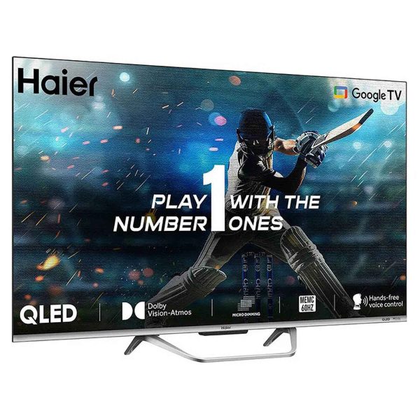 Haier 43Q6, 43 inch (109 cm) QLED 4K Smart Google TV with Hands Free Voice Control, Dolby Atmos and Metal Bezeless Design, Grey