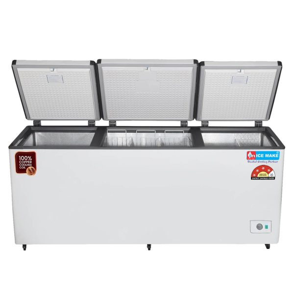 Icemake IHT650 TD, 600 Litre 4 Star 2 In 1 Convertible Triple Door Deep Freezer, 100% Copper Cooling Coil with Auto Defrost, White