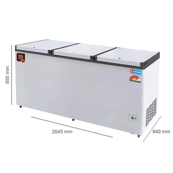 Icemake IHT650 TD, 600 Litre 4 Star 2 In 1 Convertible Triple Door Deep Freezer, 100% Copper Cooling Coil with Auto Defrost, White