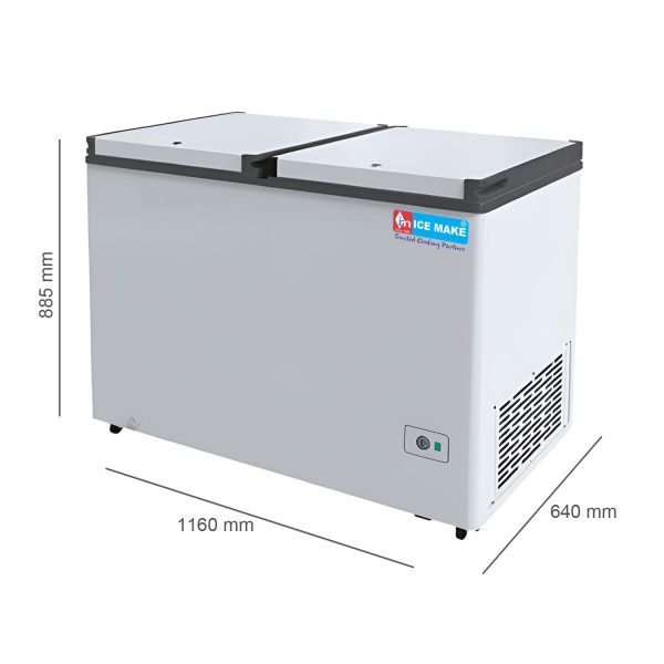 Icemake IHT350 DD, 305 Litre 4 Star Convertible Double Door Auto Defrost Deep Freezer, White