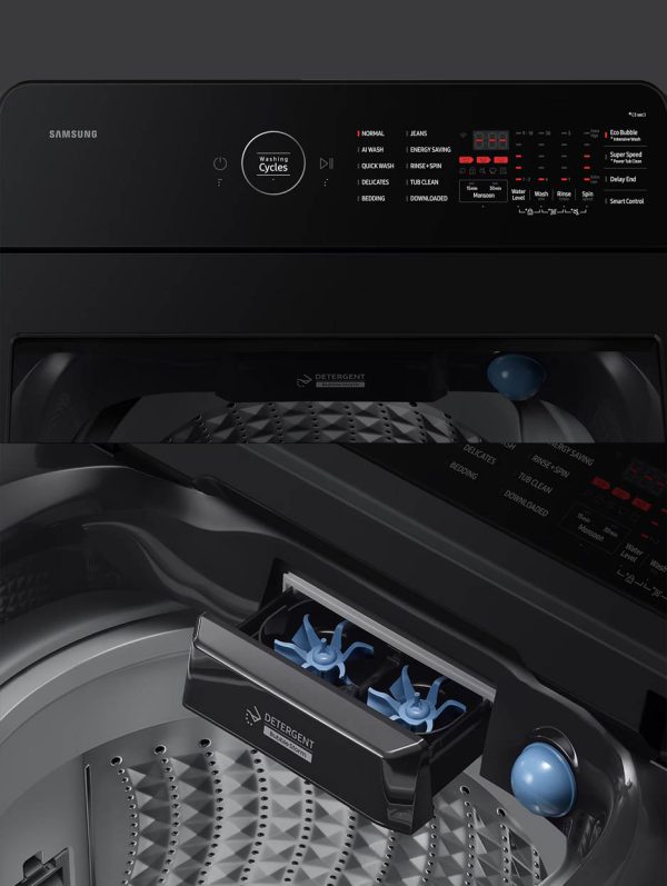 Samsung WA80F10S2CTL, 10 kg 5 Star Wi-Fi Inverter Fully Automatic Top Load Washing Machine, AI VRT+ Technology, Deep Charcoal