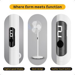 Atomberg FG0498 Stelios Pro 400mm Pedestal Fan for Home | High Speed Stand Fan | LED Display | 6 Speeds | Remote with Oscillation,Timer,Sleep | Induction Motor | 1+1 Year Warranty (Snow White)