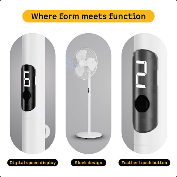 Atomberg FG0498 Stelios Pro 400mm Pedestal Fan for Home | High Speed Stand Fan | LED Display | 6 Speeds | Remote with Oscillation,Timer,Sleep | Induction Motor | 1+1 Year Warranty (Snow White)